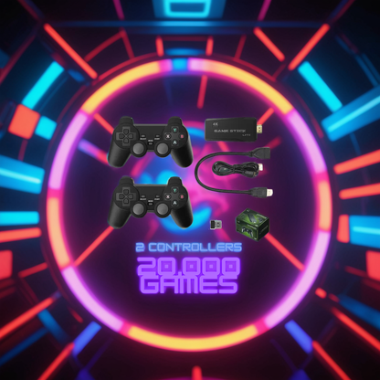 PixelDrive | Retro Gaming Console with 20,000+ Games & 2 Wireless Controllers | 4K Visuals for Nostalgic Fun