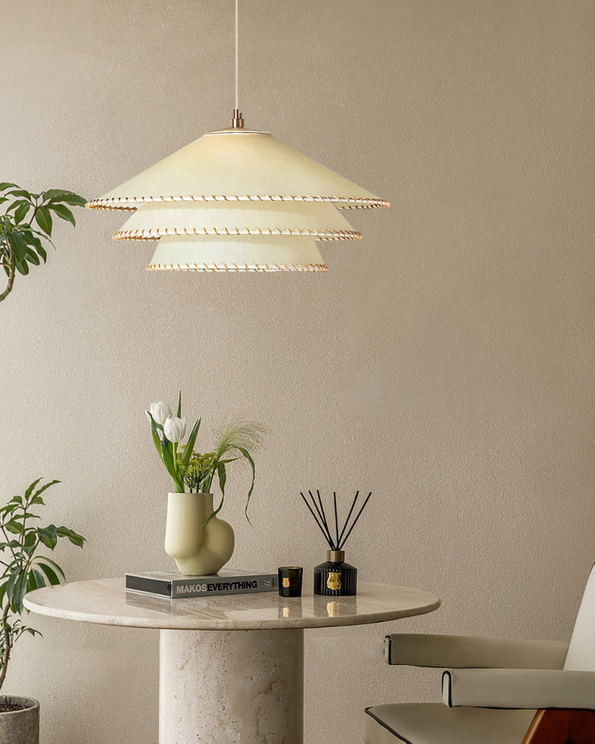 Oversized Fabric Drum Shade Ceiling Light for Kitchen Island & Dining Table – Adjustable Height Indoor Fixture with E26 Socket, Warm Ambient