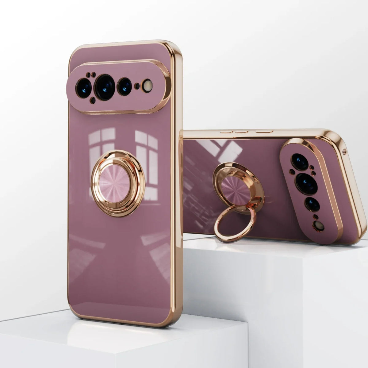 Rotating Ring Phone Case for Google Pixel – Magnetic Mount Compatible, Shock Absorbing TPU with Microfiber Lining