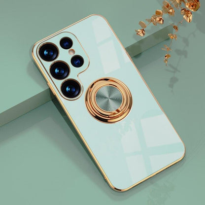 Rotating Ring Grip Phone Case for Samsung Galaxy – Magnetic Car Mount Compatible, Shock-Absorbing TPU with Microfiber Lining for S21-S26