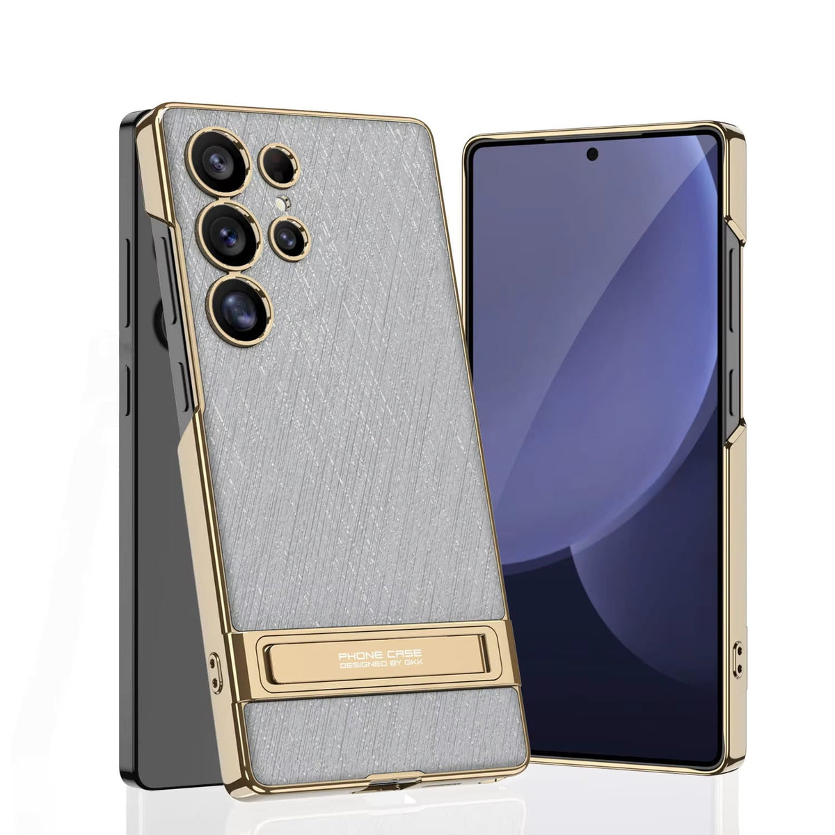 Samsung Galaxy Phone Case with Built-In Stand – Slim TPU Protection in Leather, Brushed & Carbon Fiber Finishes for S24, S25, S26 Ultra, Z
