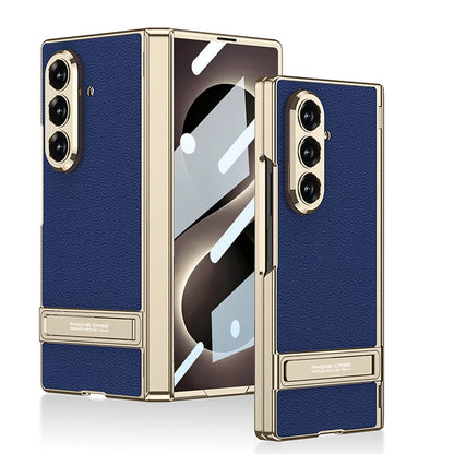 Samsung Galaxy Phone Case with Built-In Stand – Slim TPU Protection in Leather, Brushed & Carbon Fiber Finishes for S24, S25, S26 Ultra, Z