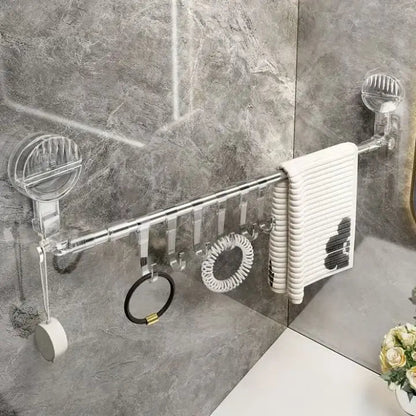 Expandable Bathroom Towel Bar with Suction Cups 24-47 Inch Stainless Steel No-Drill Wall-Mount Organizer for Kitchen Bath Shower Utility Roo