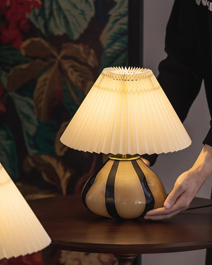 Plug-In Bedside Lamp with Push-Button Switch – 12 in Glass Shade Accent Light for Nightstand, Desk & Living Room – 5W LED Socket, 59 in Cord