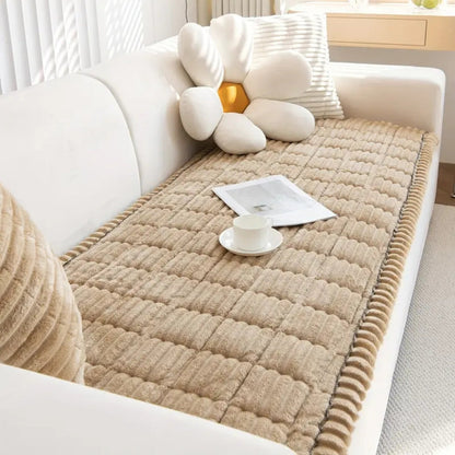 Quilted Microfiber Couch Cushion Protector with Non-Slip Backing – Soft Flannel Furniture Cover for Living Room Sofa & Sectional