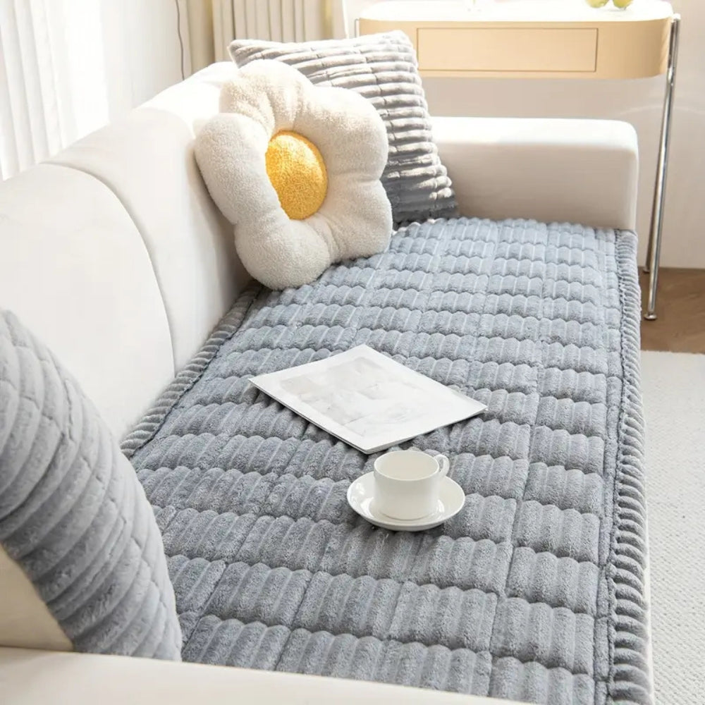 Quilted Microfiber Couch Cushion Protector with Non-Slip Backing – Soft Flannel Furniture Cover for Living Room Sofa & Sectional