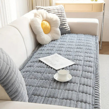 Quilted Microfiber Couch Cushion Protector with Non-Slip Backing – Soft Flannel Furniture Cover for Living Room Sofa & Sectional