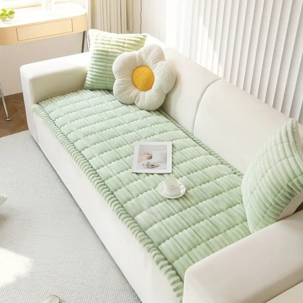 Quilted Microfiber Couch Cushion Protector with Non-Slip Backing – Soft Flannel Furniture Cover for Living Room Sofa & Sectional