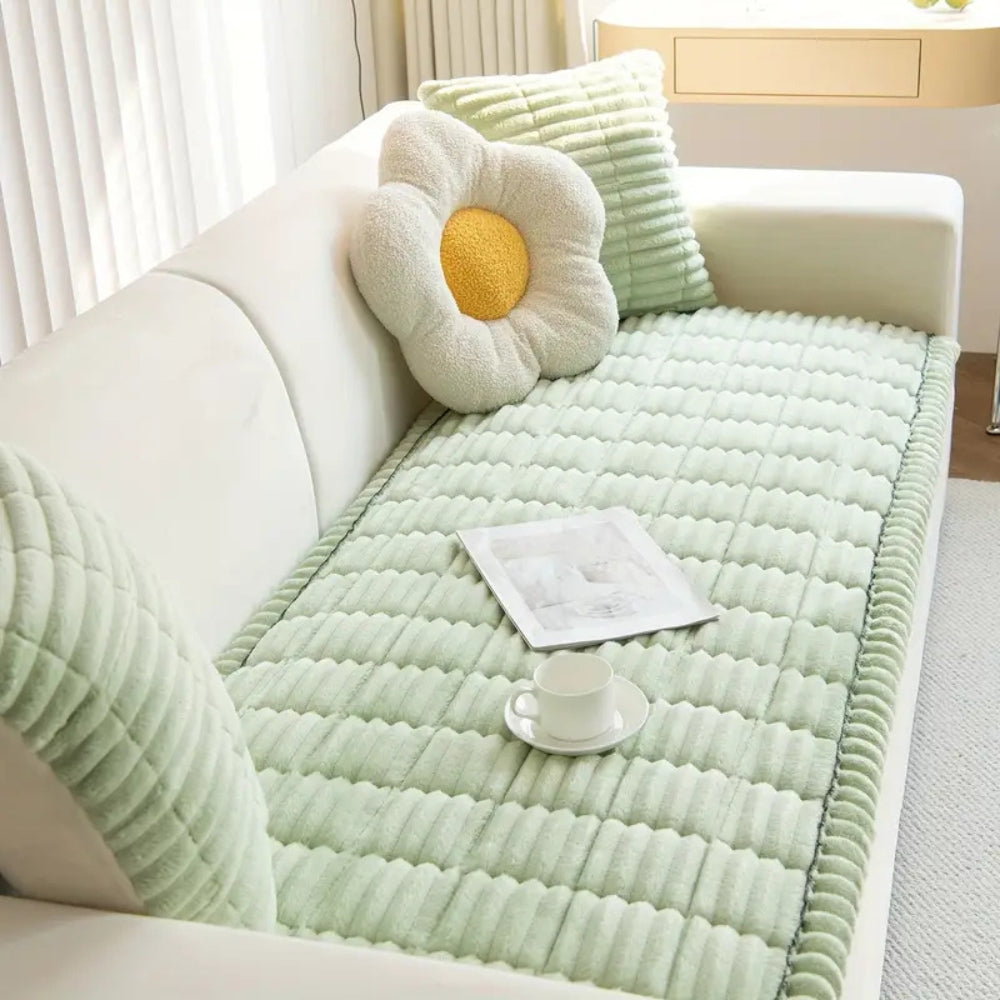 Quilted Microfiber Couch Cushion Protector with Non-Slip Backing – Soft Flannel Furniture Cover for Living Room Sofa & Sectional