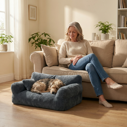 Dog Beds for Small Dogs and Cats, Plush Pet Sofa Bed with Washable Cover, Cat Bed Couch with Anti Slip Base