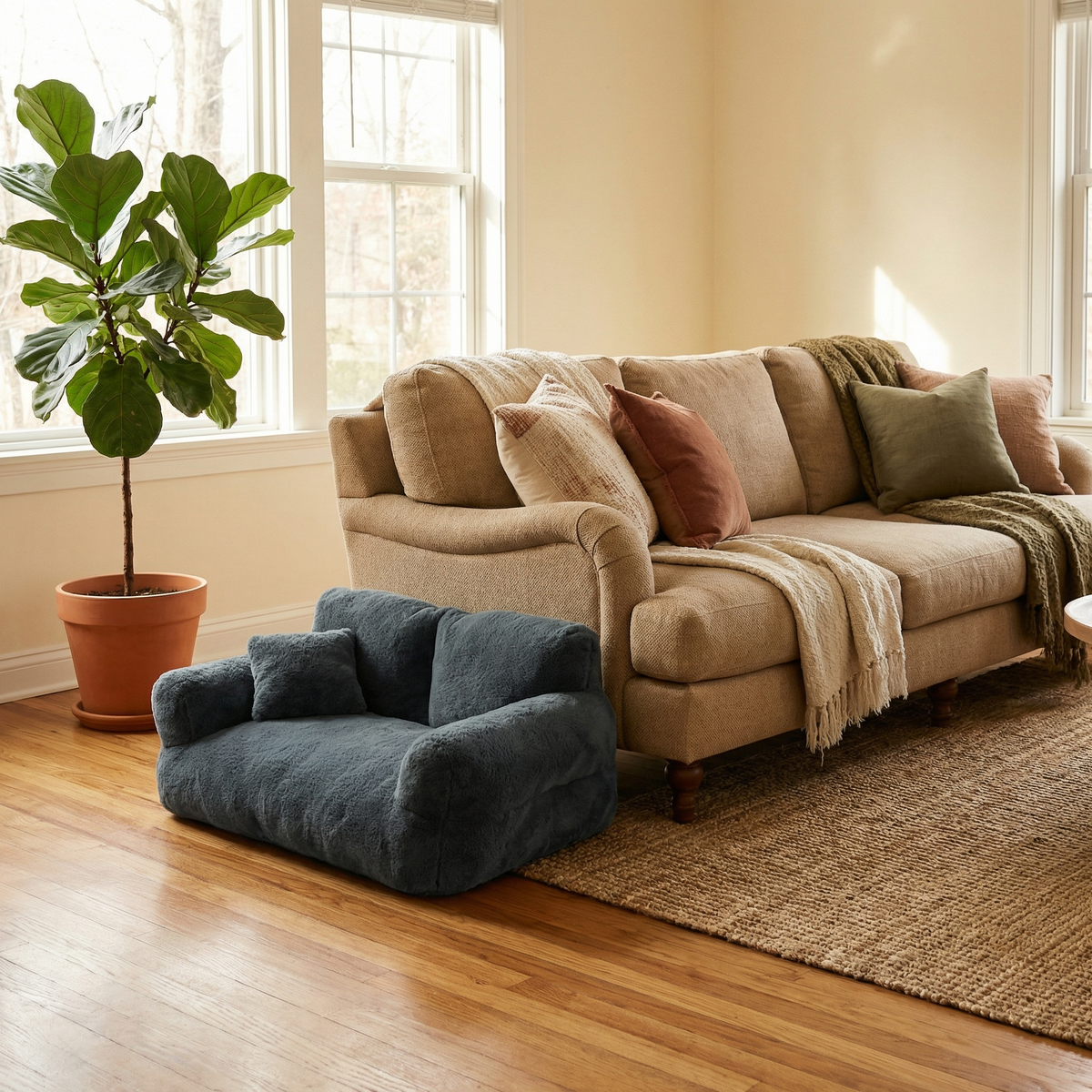 Dog Beds for Small Dogs and Cats, Plush Pet Sofa Bed with Washable Cover, Cat Bed Couch with Anti Slip Base