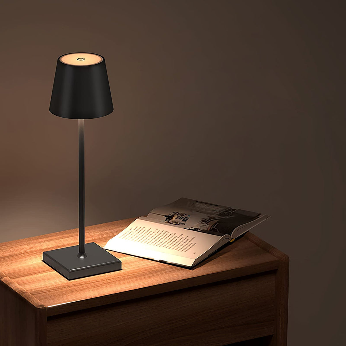 Rechargeable LED Desk Lamp with Touch Dimmer – Cordless Metal Accent Light for Bedroom, Patio, Office – 15 Inch Portable USB Lamp for Indoor