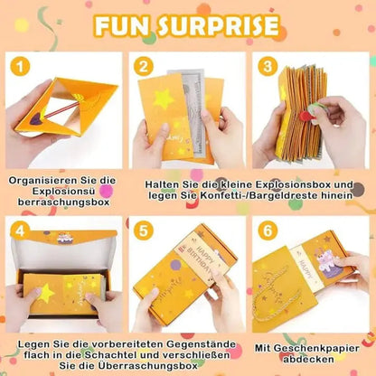 Surprise Pop-Up Gift Box with 10 Inner Cubes for Birthday Anniversary Valentine's Day Romantic Occasions Velvet Lined Keepsake Box Set Inclu