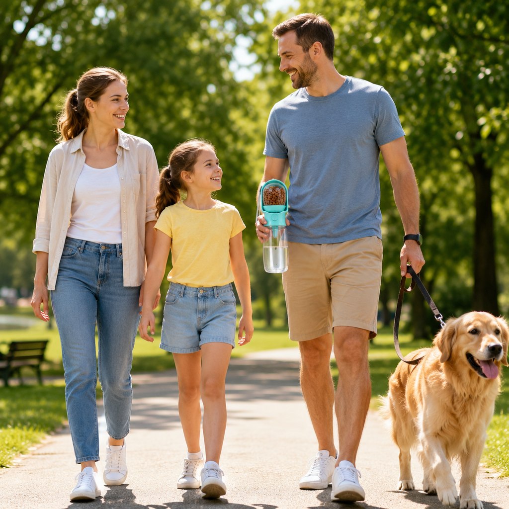 Ortekor Portable 2-in-1 Pet Water & Food Bottle – Keep Dogs Hydrated & Fed on Walks, Hiking, or Travel