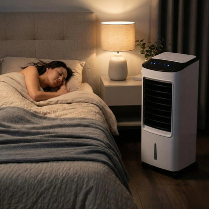 Floor-Standing Evaporative Cooler with Remote – Portable Room Cooling Unit for Bedroom, Office & Living Space – Windowless Design, Rolling