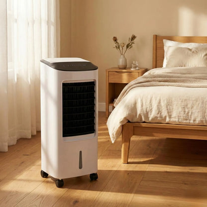Floor-Standing Evaporative Cooler with Remote – Portable Room Cooling Unit for Bedroom, Office & Living Space – Windowless Design, Rolling