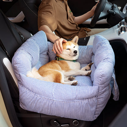 Portable Pet Carrier Booster Seat with Safety Harness and Washable Cover for Small Dogs