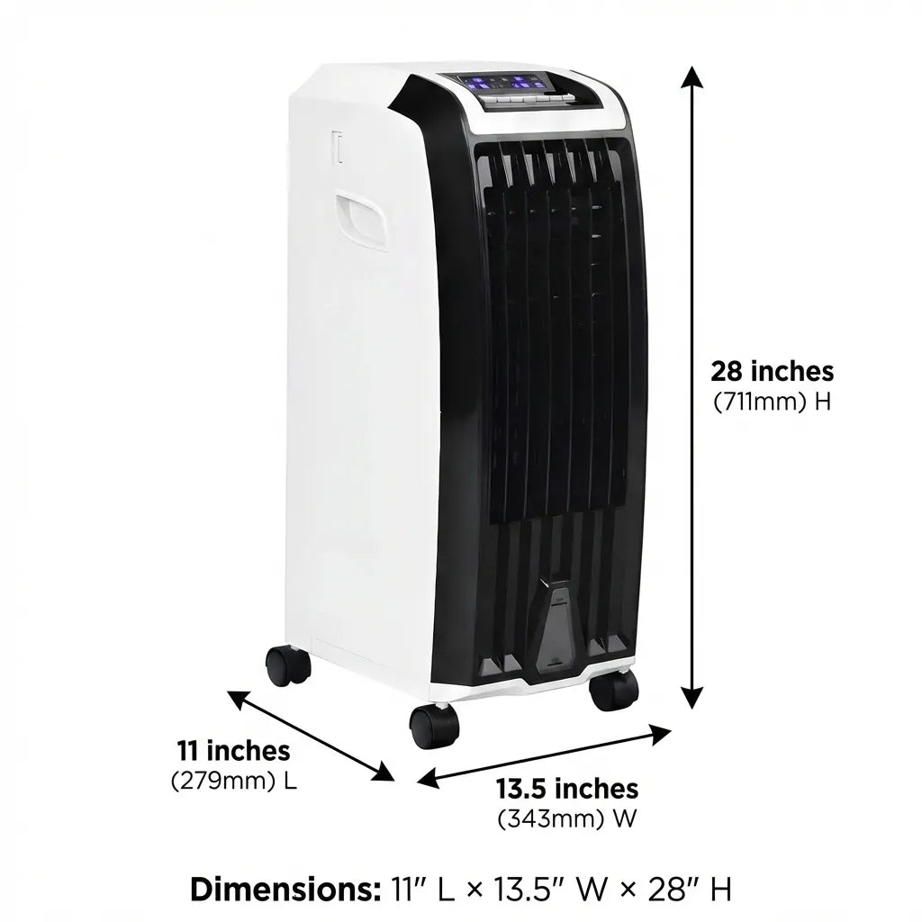 Evaporative Air Cooler with Wheels – Portable Cooling Fan Tower with Water Tank for Bedroom & Home Office
