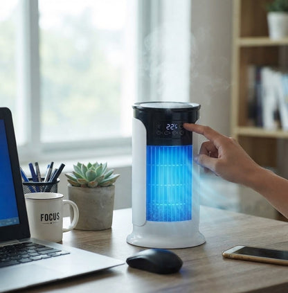 Portable Air Conditioner for Room, Compact Evaporative Cooler with Timer, Quiet Mini Air Conditioner for Desk