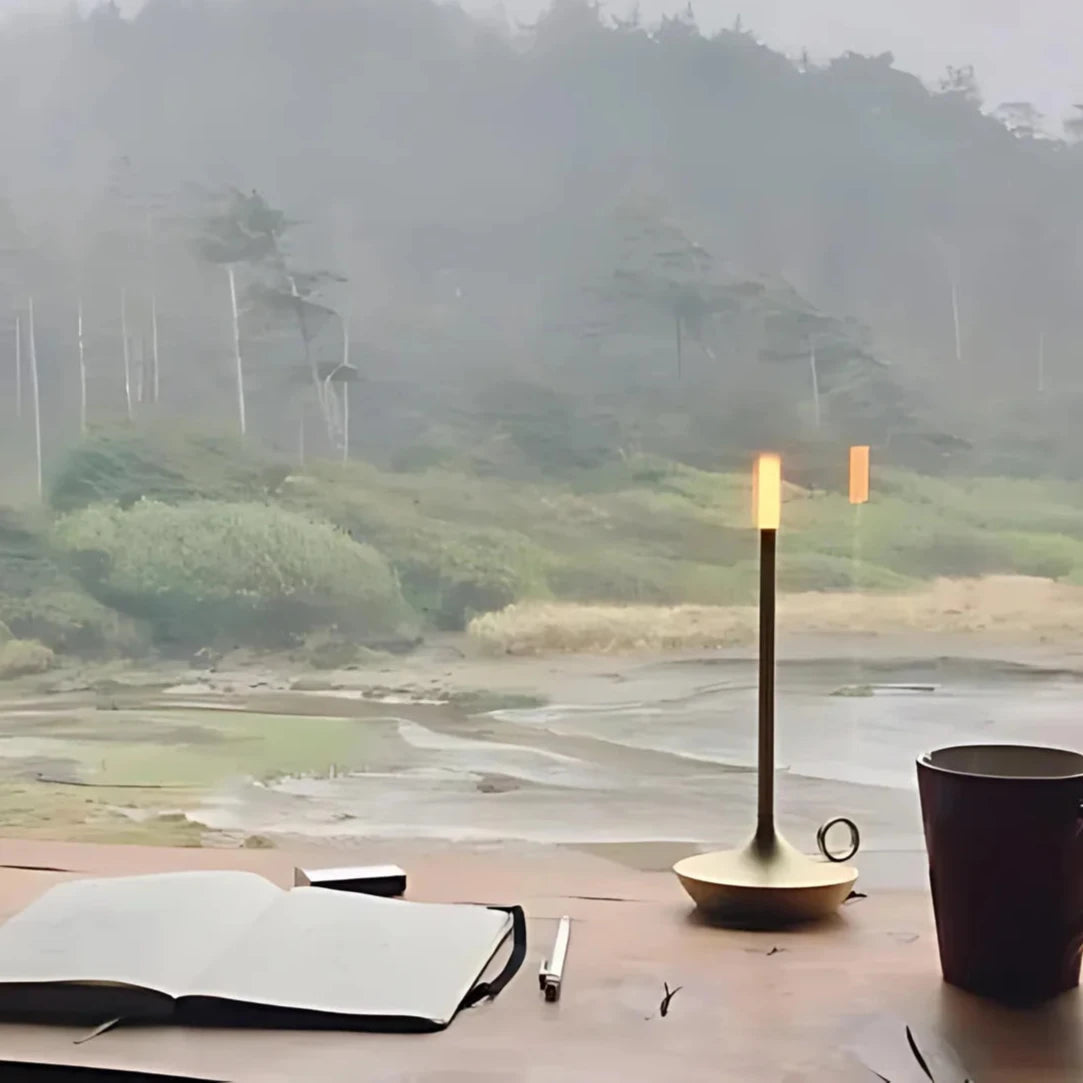 Portable Candle Lantern – USB Rechargeable LED with Touch Control, Warm Light, 10-Inch Aluminum Design for Indoor and Outdoor Use