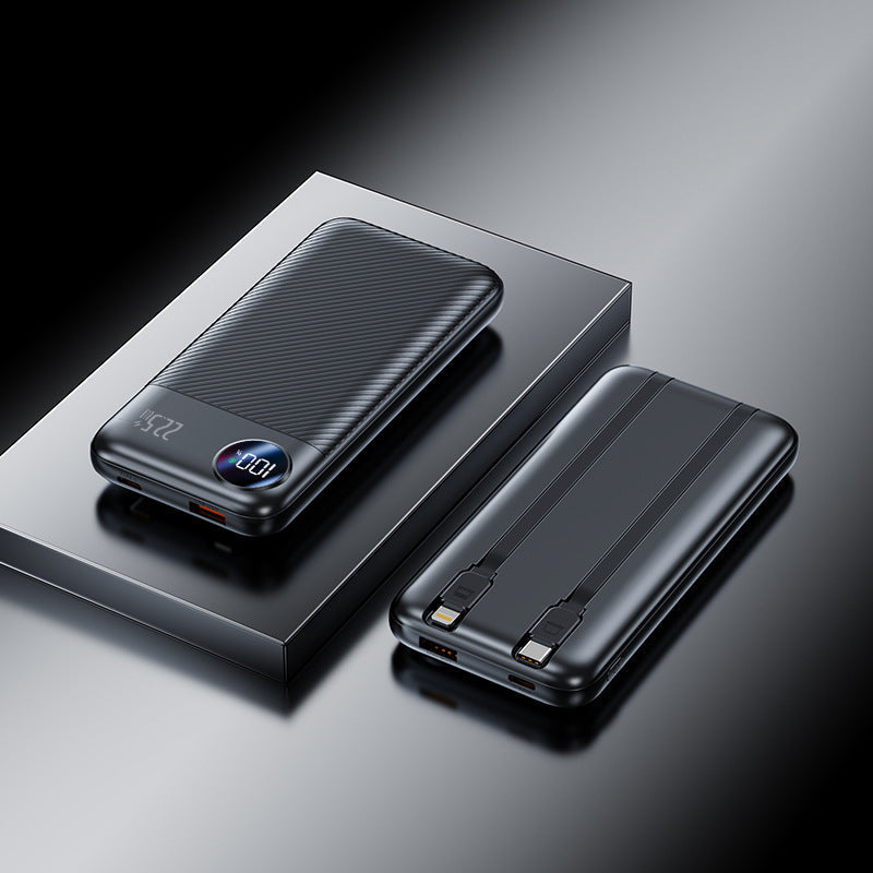 Portable Charger | 10000mAh Power Bank with Built-In Cables | Compact Design for Fast On-the-Go Charging