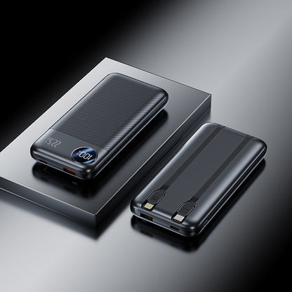 Portable Charger | 10000mAh Power Bank with Built-In Cables | Compact Design for Fast On-the-Go Charging