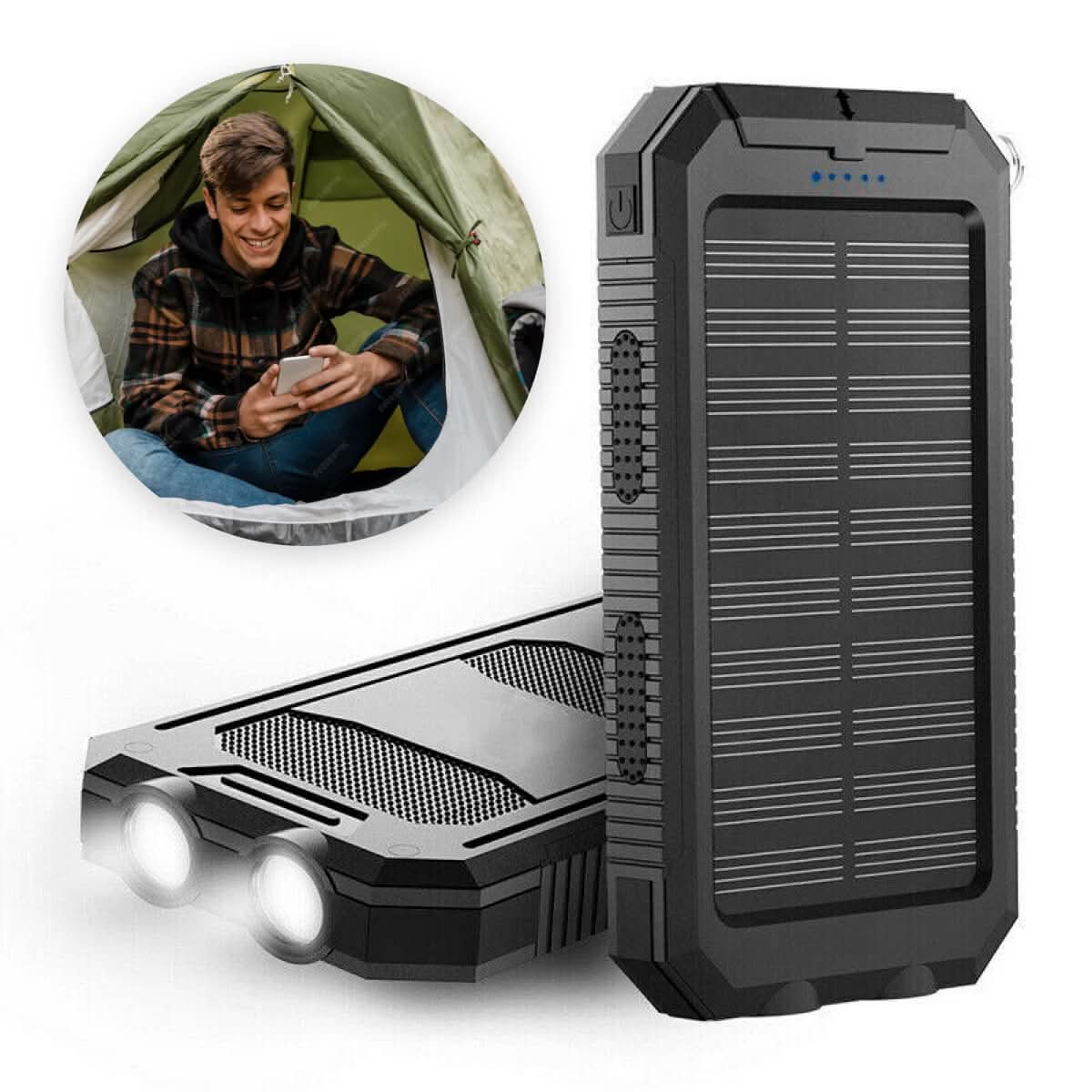 Portable Charger | Waterproof Solar Power Bank with 30000mAh Capacity | Dual USB Outputs for Outdoor Adventures