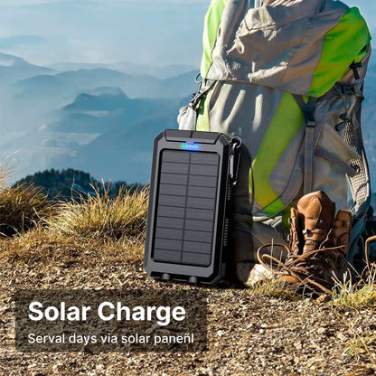 Portable Charger | Waterproof Solar Power Bank with 30000mAh Capacity | Dual USB Outputs for Outdoor Adventures
