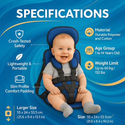 Ortekor Portable Child Booster Seat | Adjustable Travel Harness for Safe Journeys