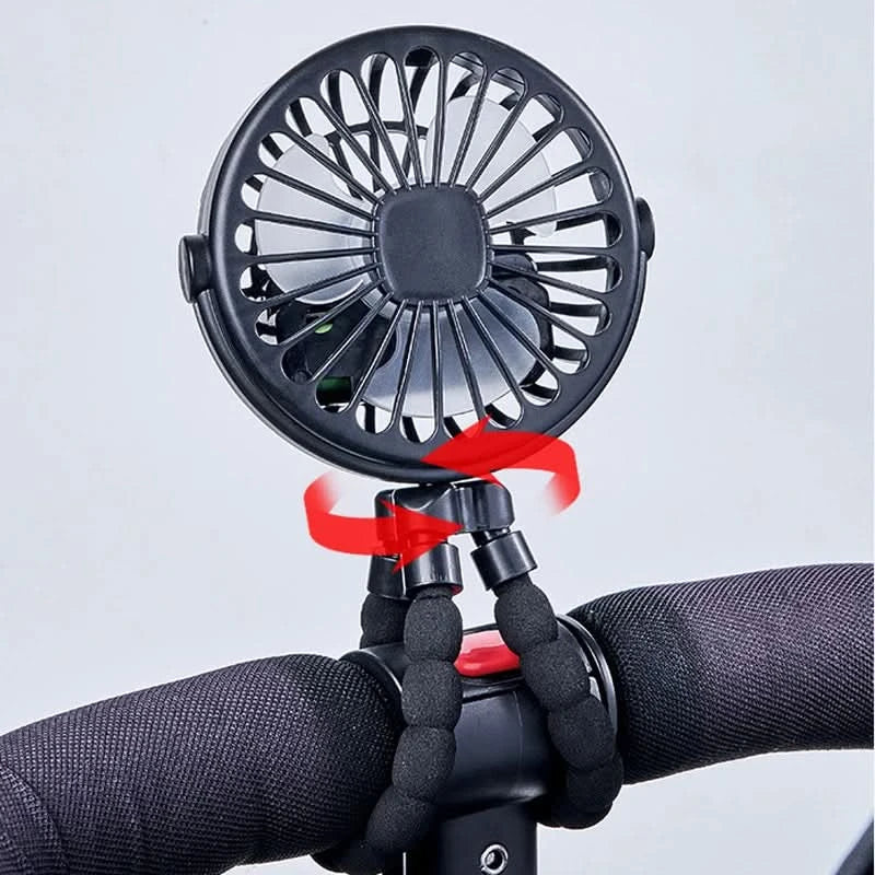 COOLCLIP – Portable clip-on USB rechargeable fan with 3-speed airflow for stroller use