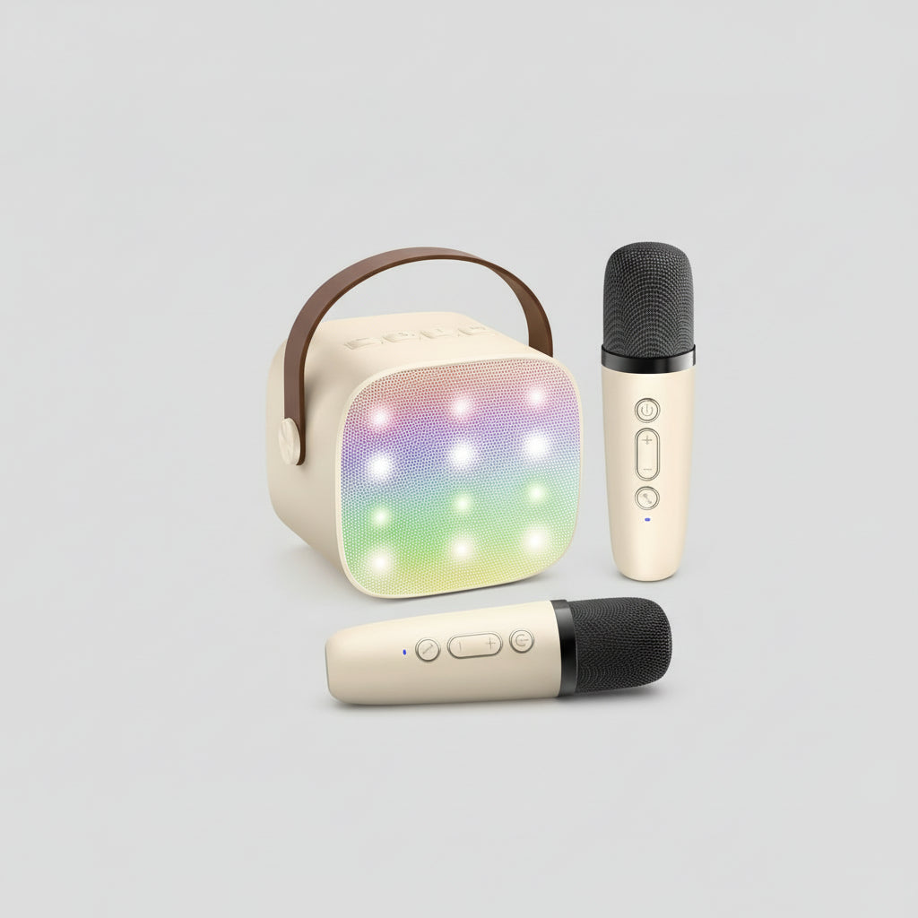 Portable Karaoke Machine | Bluetooth Speaker with Wireless Microphones & LED Lights for Fun Singing