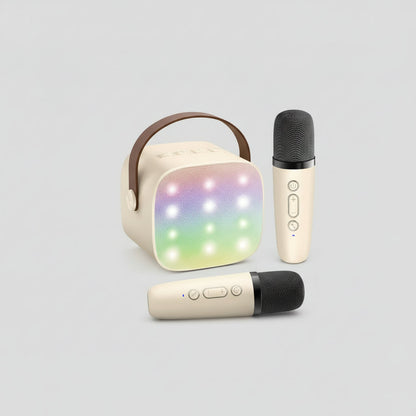 Portable Karaoke Machine | Bluetooth Speaker with Wireless Microphones & LED Lights for Fun Singing