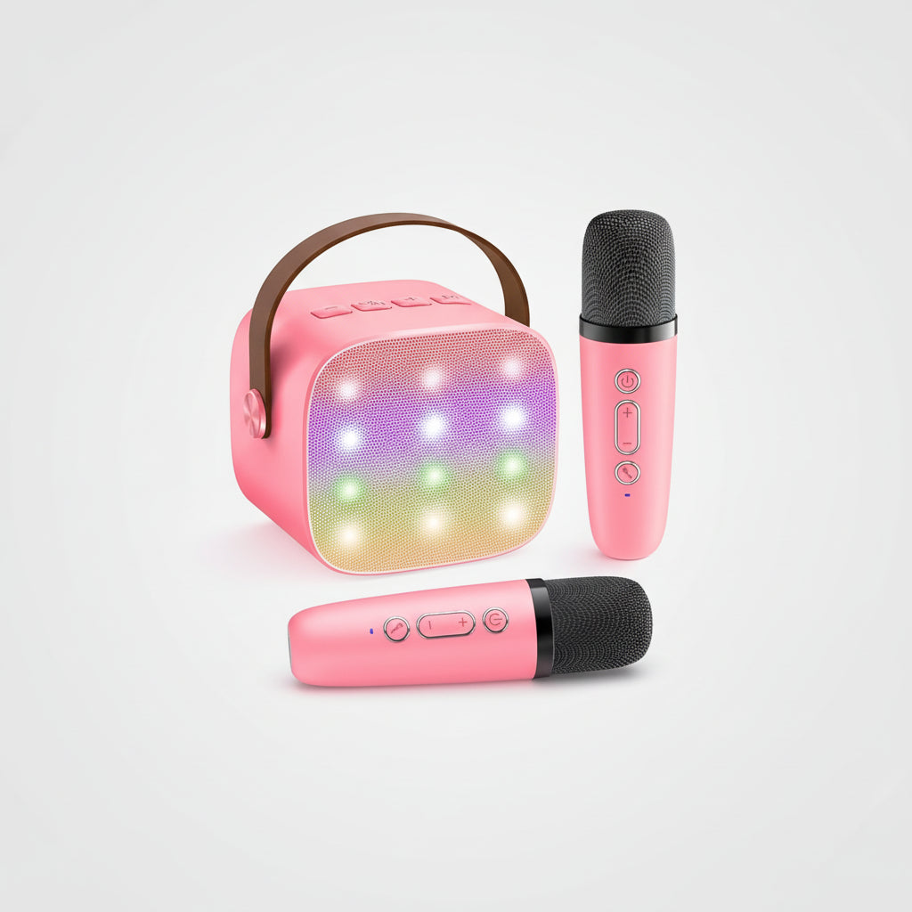 Portable Karaoke Machine | Bluetooth Speaker with Wireless Microphones & LED Lights for Fun Singing
