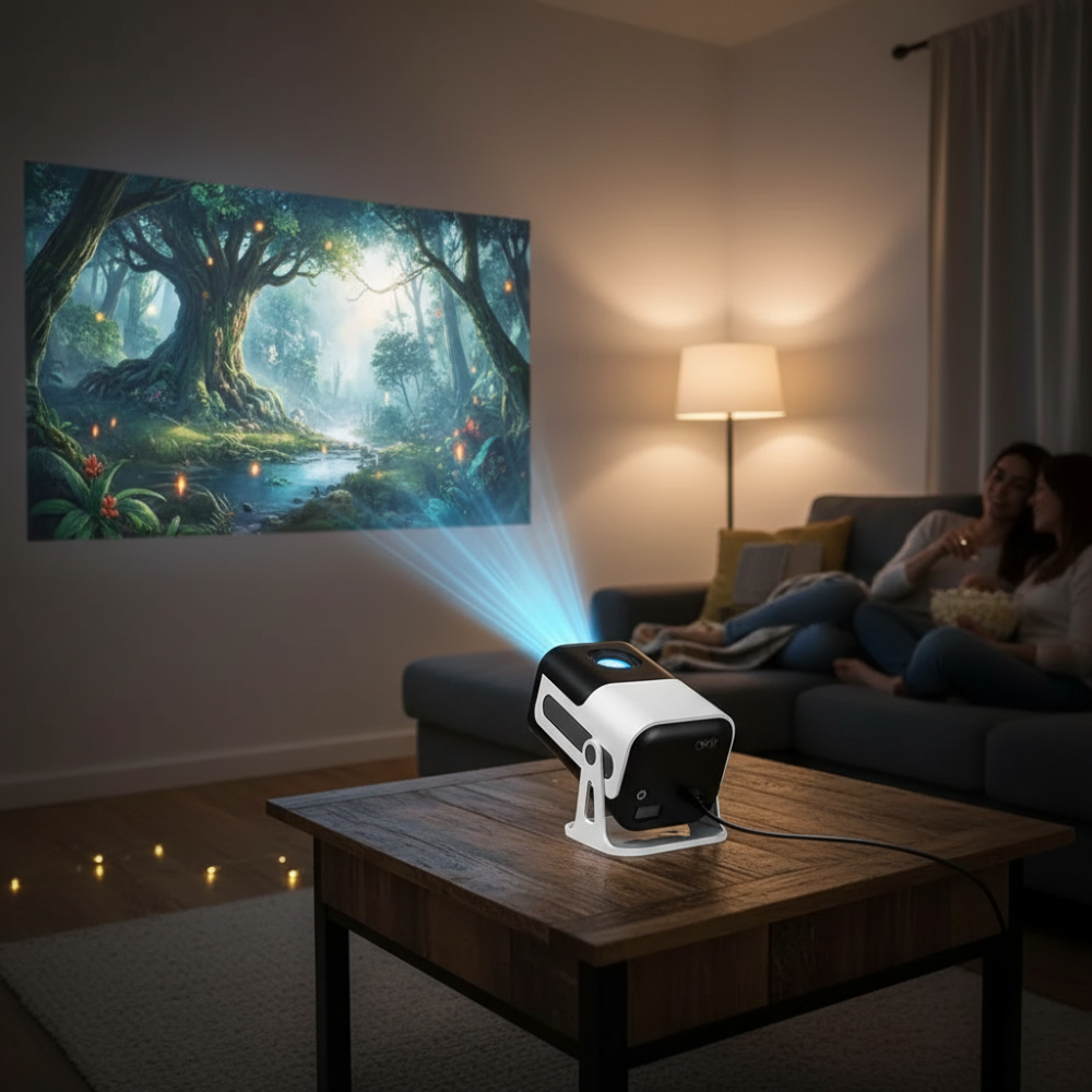 Portable Mini Projector | WiFi & Bluetooth Connectivity for HD Viewing | Compact Home Theater Experience