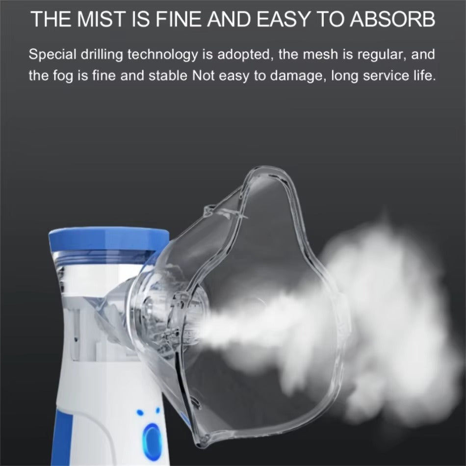Handheld Mesh Breathing Treatment System with Whisper-Quiet Motor for Adults & Kids | Rechargeable Respiratory Support Device for Home &