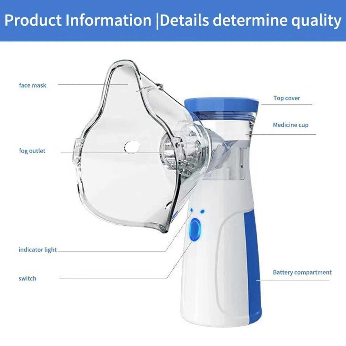 Portable Nebulizer Machine, Rechargeable Mesh Nebulizer with Mask and Mouthpiece, Quiet Nebulizer for Adults and Kids
