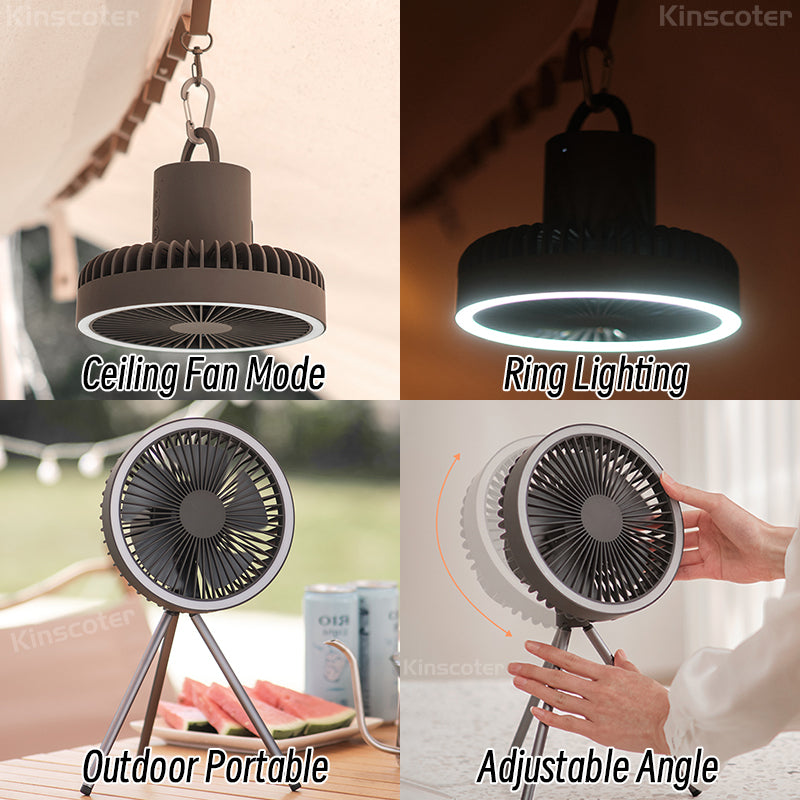 Portable Rechargeable Fan with LED Light & Power Bank Functionality | Compact Design for Travel and Outdoor Use