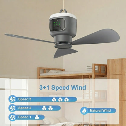 Portable Rechargeable Fan with Light & Remote Control | Dual Function for Comfort and Convenience