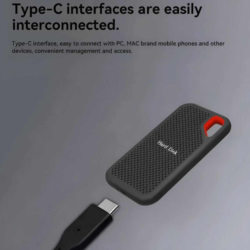 Portable SSD External Hard Drive USB C, External SSD 1TB 2TB 4TB for Laptop Desktop and Gaming Console, Portable Hard Drive