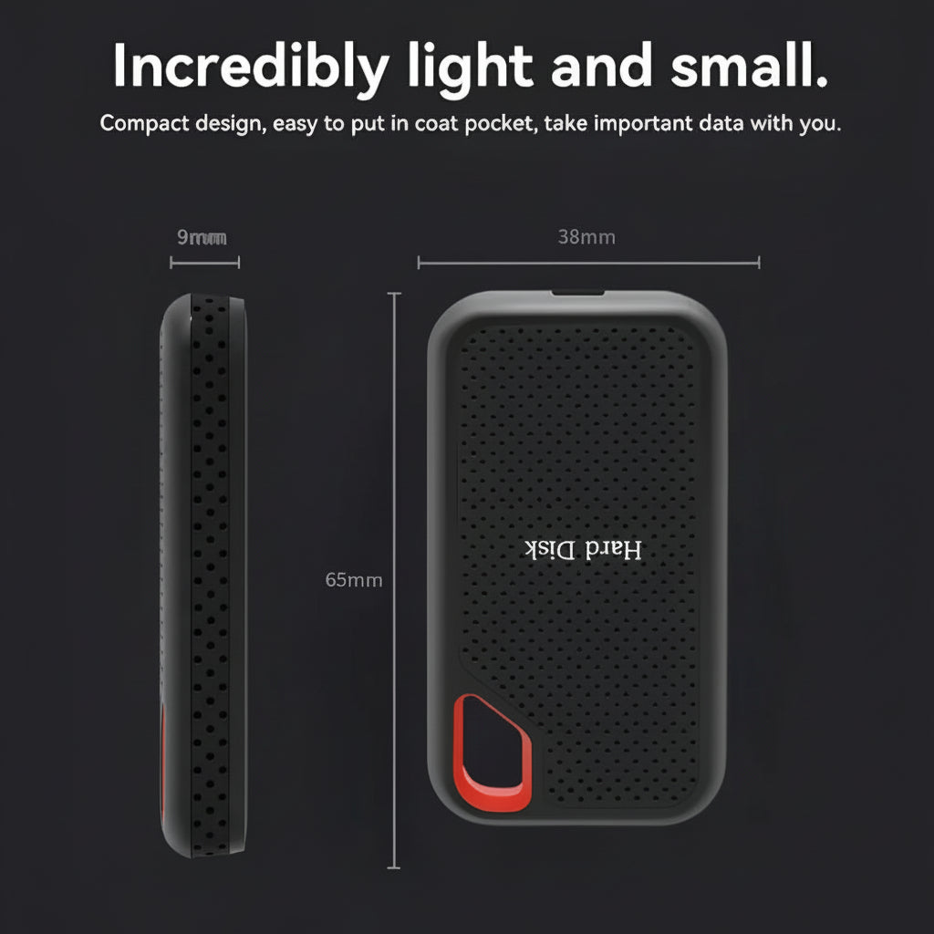 USB-C Solid-State Drive – Aluminum External Storage for Laptops, Gaming & Backup | Shock-Resistant Portable SSD