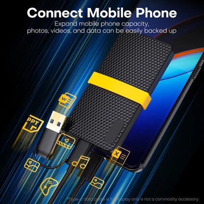 Portable SSD | External Hard Drive with USB 3.1 Type C | Compact Design for Fast Data Access
