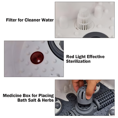 Heated Foot Spa with Motorized Rollers, Water Jets & Red Light Therapy for Home Relaxation