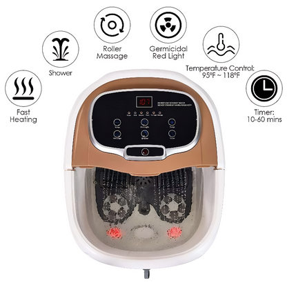 Heated Foot Spa with Motorized Rollers, Water Jets & Red Light Therapy for Home Relaxation