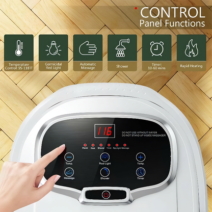 Heated Foot Spa with Motorized Rollers, Water Jets & Red Light Therapy for Home Relaxation
