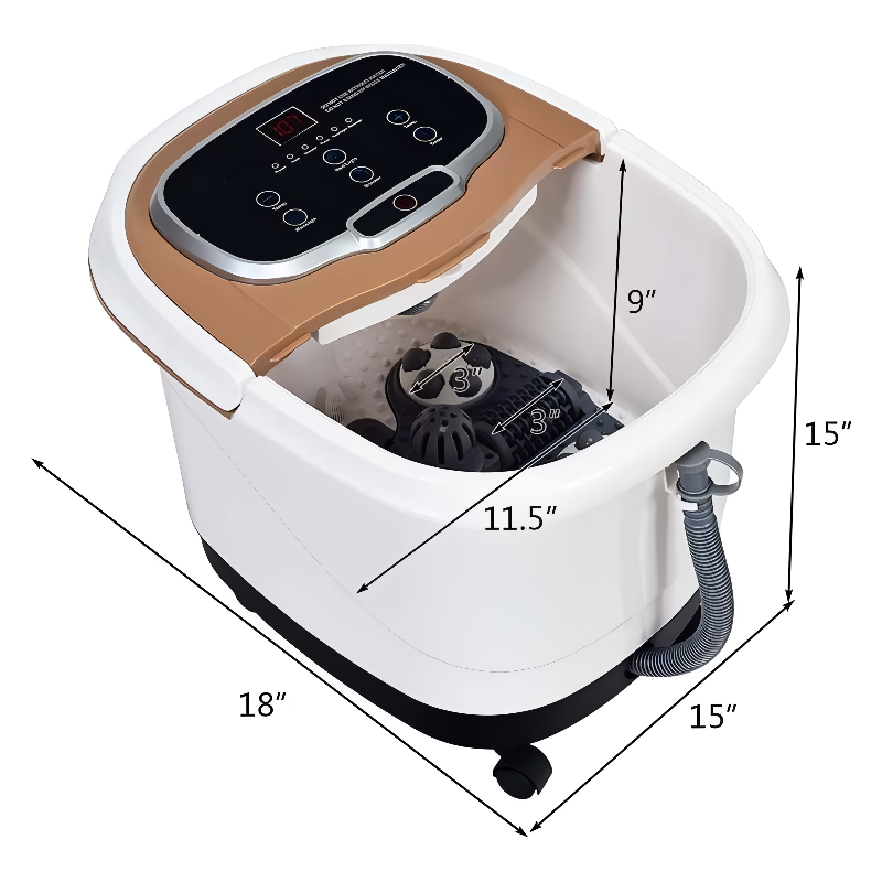 Heated Foot Spa with Motorized Rollers, Water Jets & Red Light Therapy for Home Relaxation