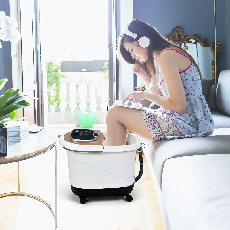 Heated Foot Spa with Motorized Rollers, Water Jets & Red Light Therapy for Home Relaxation