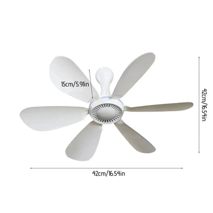 Portable USB-Powered Ceiling Fan with Remote Control & Silent Operation | Ideal for Camping and Small Rooms