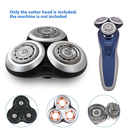 Electric Shaver Heads Replacement, Shaving Head with Foil Cutter for Rotary Razors, Razor Head with Easy Installation