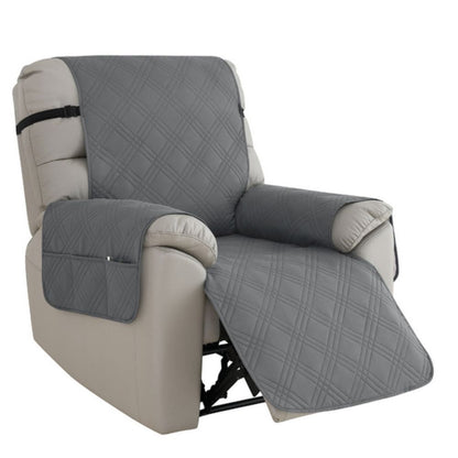 Recliner Chair Cover Waterproof Quilted Throw Protector with Side Pocket Non-Slip Furniture Slipcover for Living Room Sofa Shield