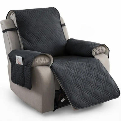 Recliner Chair Cover Waterproof Quilted Throw Protector with Side Pocket Non-Slip Furniture Slipcover for Living Room Sofa Shield